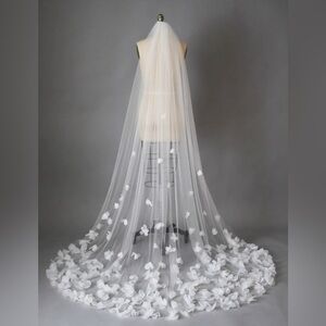 Floral Wedding Veil Chapel Length